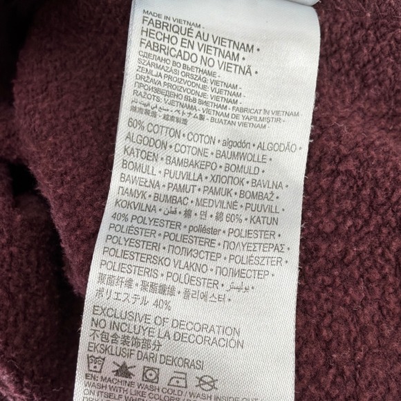 Nike Kids Pullover Hoodie Burgundy Maroon White Logo Fleece Size 7 6-7YRS - Picture 4 of 4